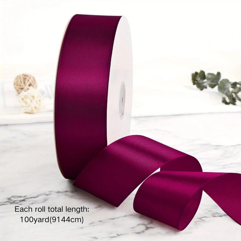 Solid Color Ribbon 1 Roll for Bouquet Bow Gift Wrapping DIY Decorative Cake Tying Christmas Wedding Birthday Party Decorations