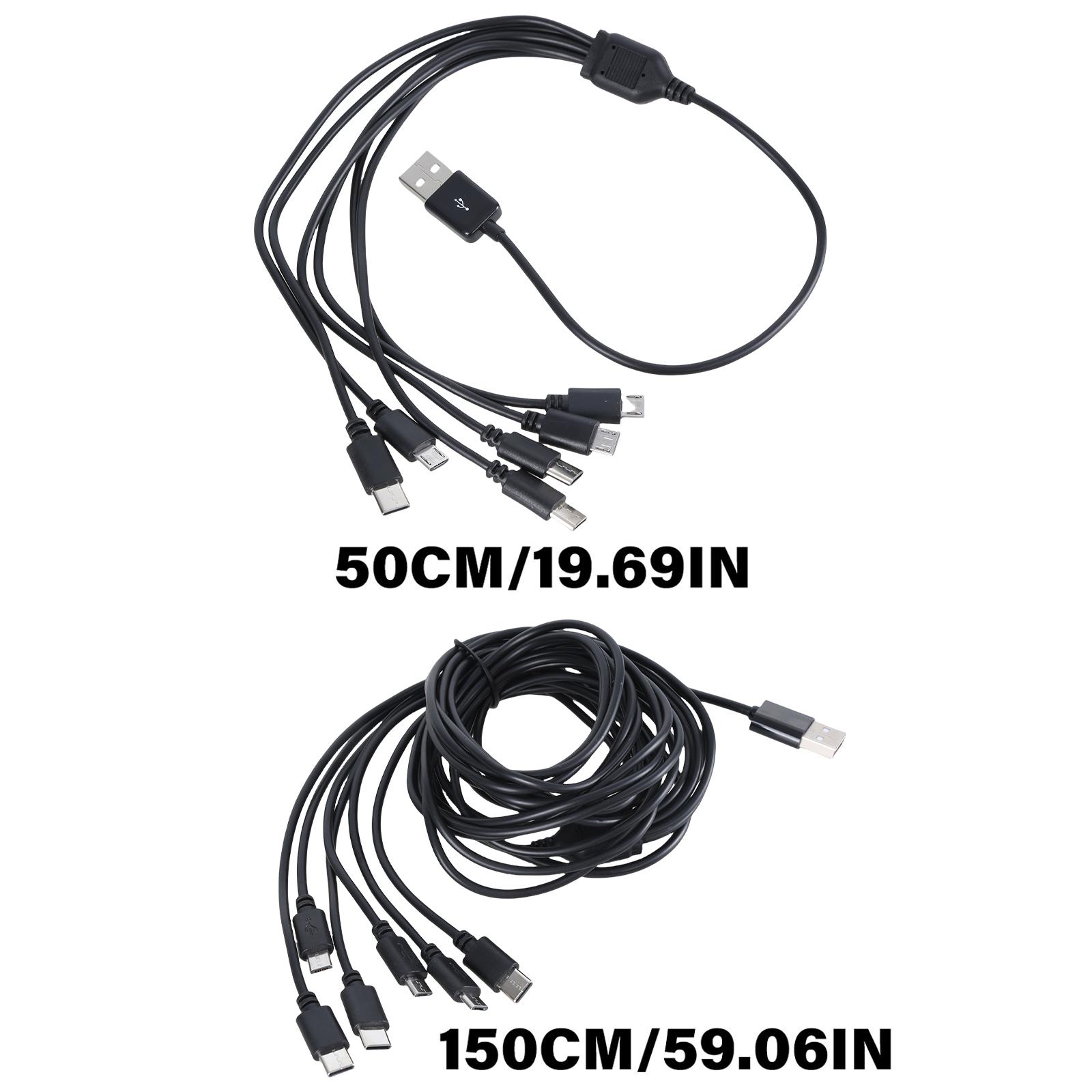 Кабель для зарядки нескольких устройств 6 в 1 USB на 3 Micro USB и 3 разъема типа C — фото 3