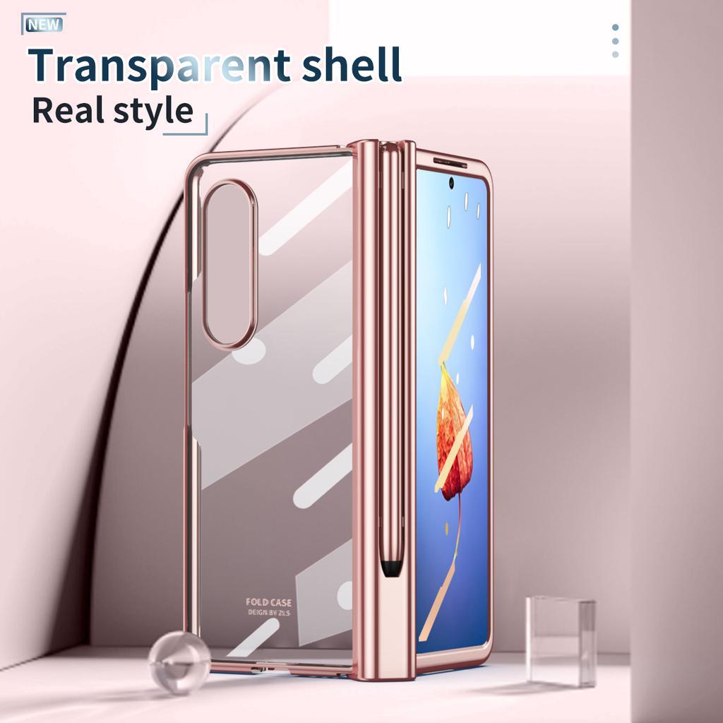Anti -Drop Plating Clear Folding Case For Samsung Galaxy Z Fold 4 5g Fold4 Fold3 Fold2 Fold 3 2 Glass Protector Film With S Pen