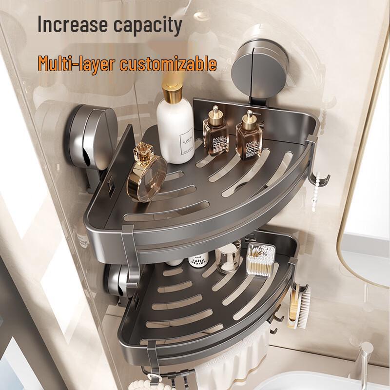 DANLE No-Drill Suction Cup Corner Bathroom Shelf