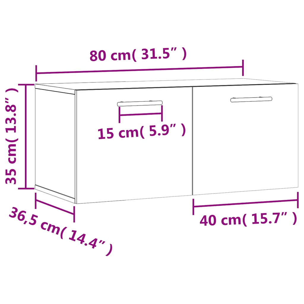 Wall Cabinet Concrete Gray 80 x 36.5 x 35 cm Particleboard