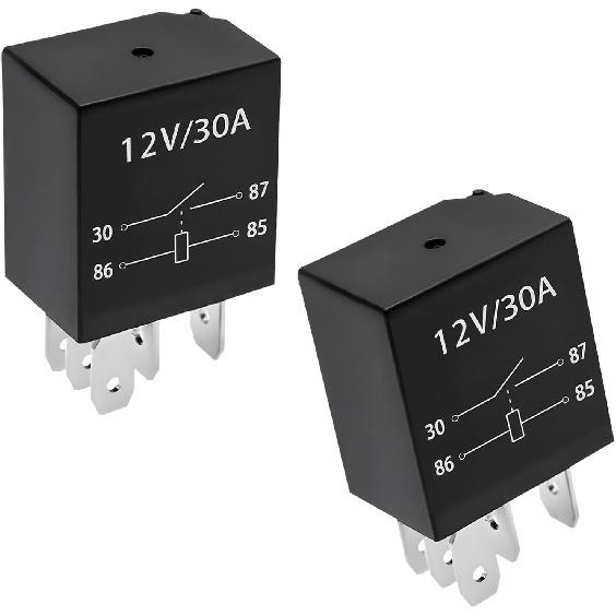 2 PCS 30A Car Starter Relay, 5 Pin 12V Waterproof Starting Relay Universal Replacement, Multi Purpose Automotive Standard Relays for Most Vehicles,