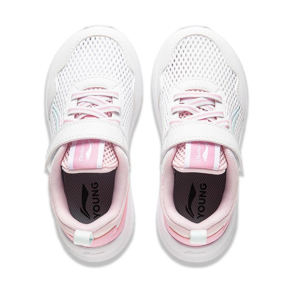 Li Ning Comfortable Simple Shock Absorbing Wear Resistant Low Top Casual Shoes Kids sneakers White Pink YKNU080-2