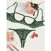Toucheart 2-piece Set Showing Breasts Sexy Interesting Underwear Women Solid Color Mesh Hollow Out See-through Sexy Lingerie Set