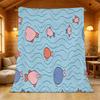Thick Warm Cartoon Fish Flannel Blanket - Soft Plush Single for Home, Sofa Naps, Guest Room, Halloween & Christmas