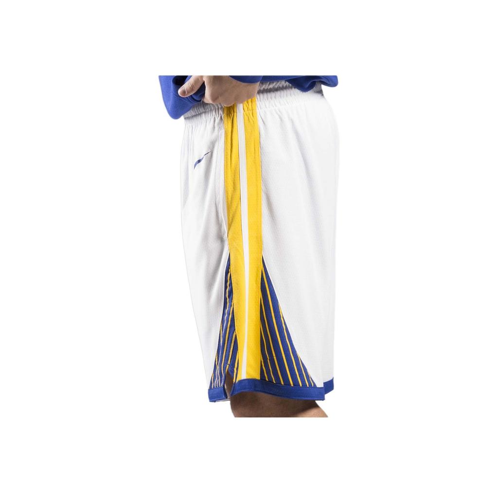 Nike NBA Golden State Warriors Straight-Leg Basketball Shorts with Elastic Waist and Color Blocking Men Bottoms White AJ5604-100