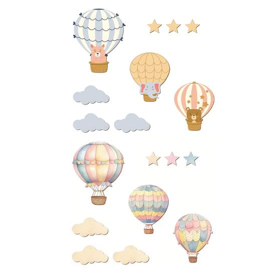 9 Pcs Hot Air Balloon Wall Decor with Clouds Stars Boho Nursery Wooden Wall Sign for Bedroom Classroom Playroom Wall Art