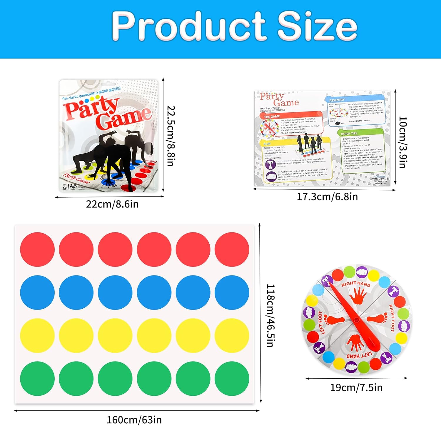 Twister Game Twister Playful Balance Family Party Games With Spinner Floor Play Mat Floor Game Present For Kids Family Birthday Party