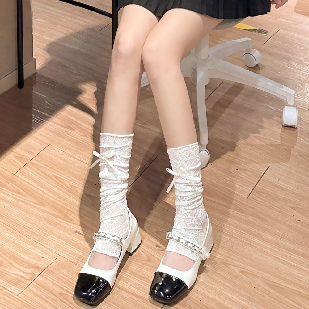 Bowknot Strapping Fingerless Mittens Elastic Sunscreen Sleeve Anime Gloves  Cosplay  Accessories