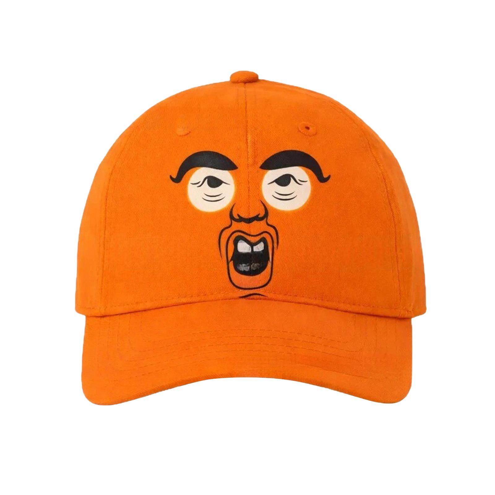 Flat-faced Orange Baseball Cap, Fun-faced Baseball Cap, Cotton Novelty Baseball Cap, Unisex Classic Baseball Cap