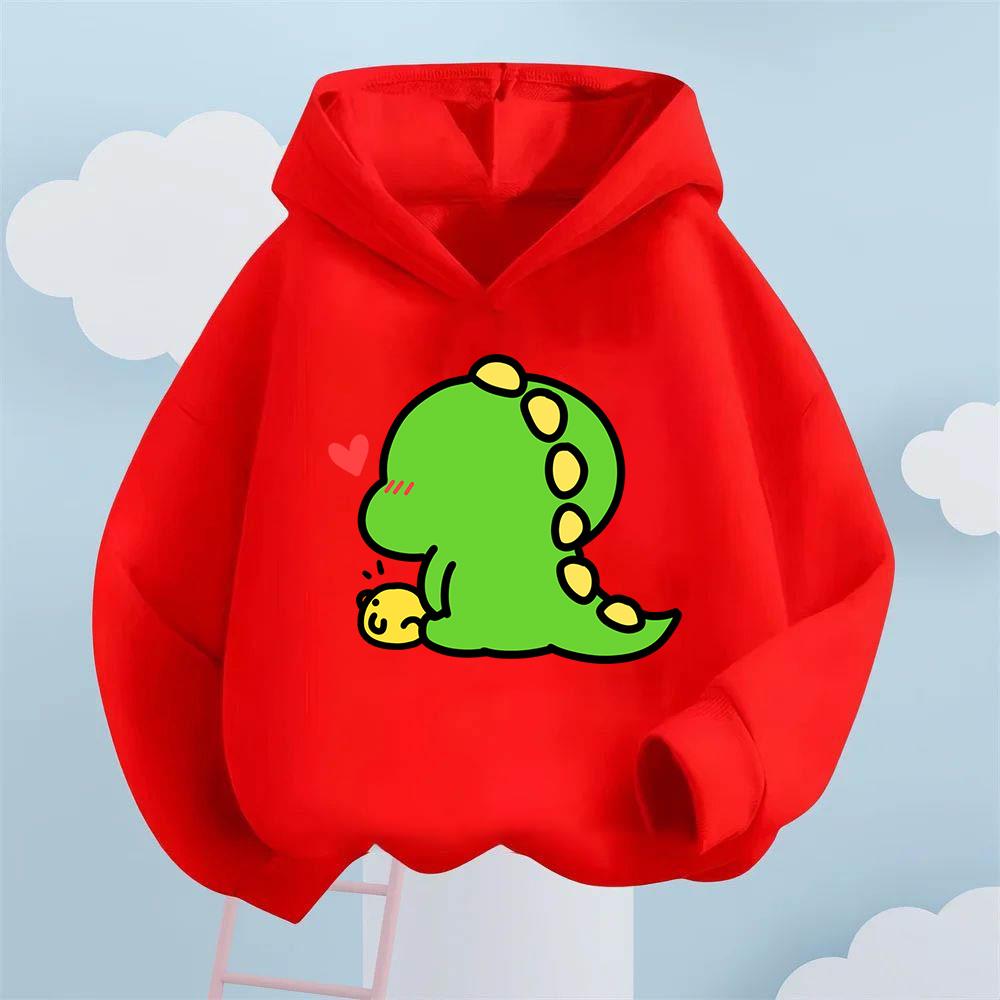 Cute Cartoon Dinosaur Print Design Fashionable Street Harajuku Sweaters for Girls Boys in Autumn Winter Warm Children's Clothes