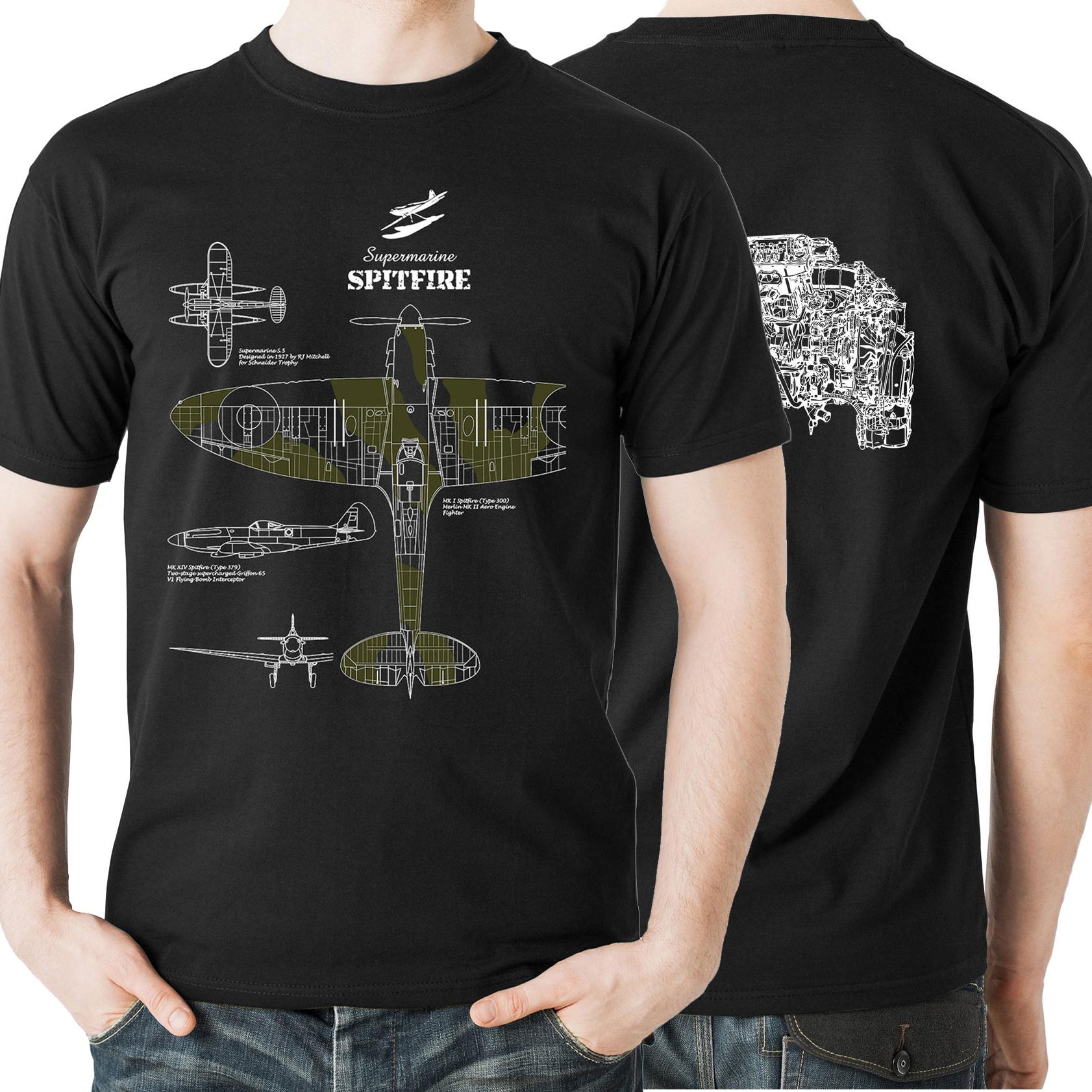 

British Merlin Aero Engine Supermarine Spitfire Fighter TShirt 100 Cotton ONeck Short Sleeve Casual Mens Tshirt Size S3XL S