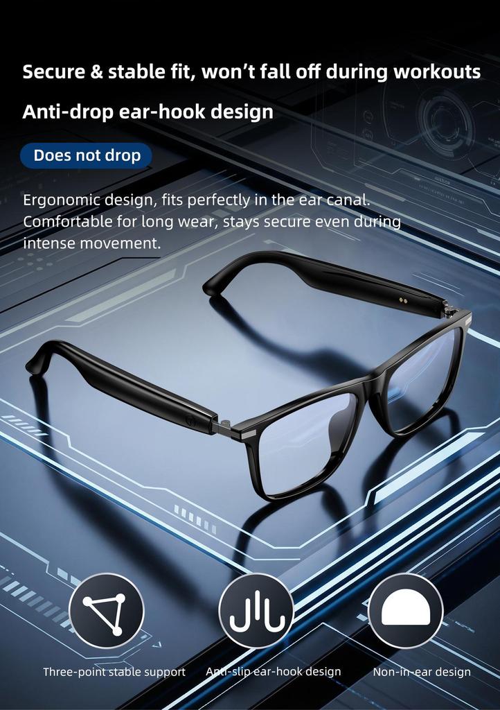 AI Translation Bluetooth Glasses GS20 with Photochromic Lenses for Driving & Music