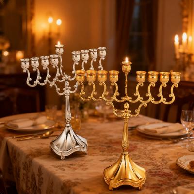9-head European Light Luxury Zinc Alloy Candle Stand Retro High-end Candlelight Dinner Romantic Desktop Decoration