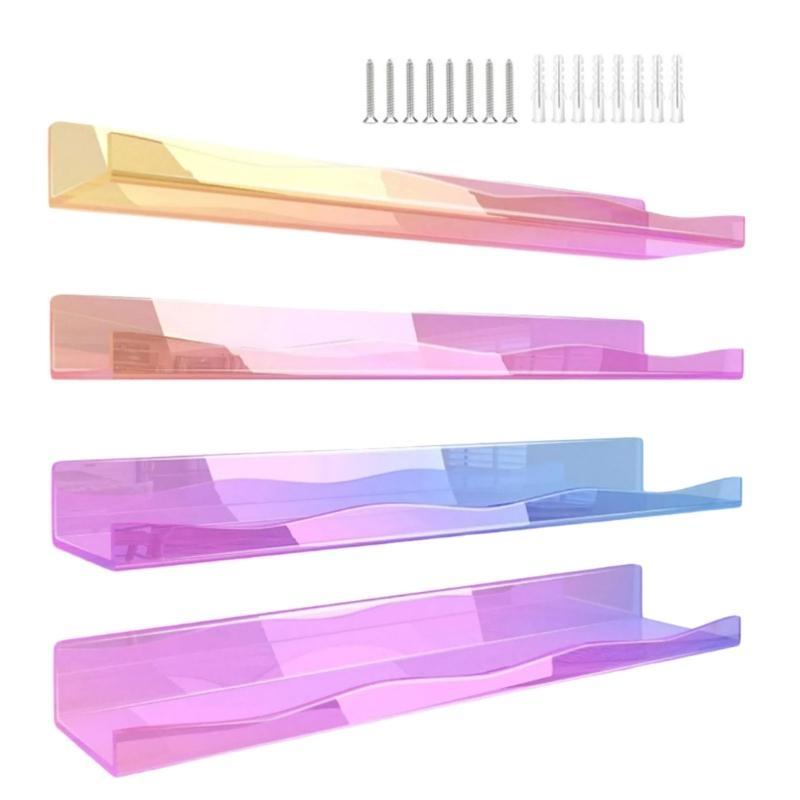 4Pcs Multipurpose Acrylic Wall Rack Bright Color Rack for Home Organization
