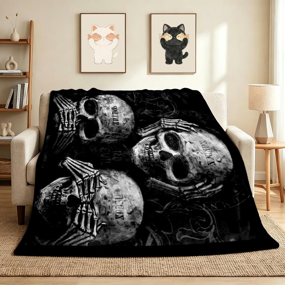 Skull Art Flannel Blanket Throw Blanket Soft Warm Sofa Bed Camping Car home Decor Unique Christmas Gift C9302225