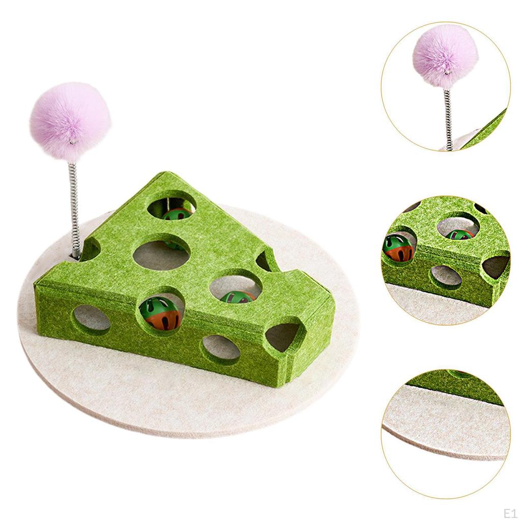 Cat Toy Cheese Box Bell Ball Entertainment Interactive Cats for Playing