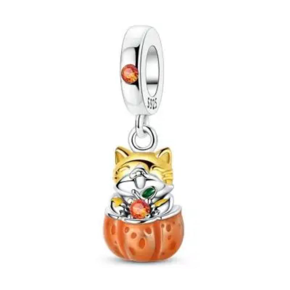 925 Silver Cute Cat Charm Pendant Beads for DIY Jewelry Making Bracelet Necklace Women Fine Gift