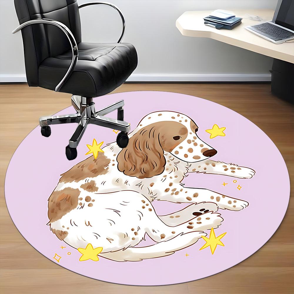 1pc Dog Stars Office Round Rug, Carpet for Office, Gaming, Lightweight Round Floor Mat yy260205071