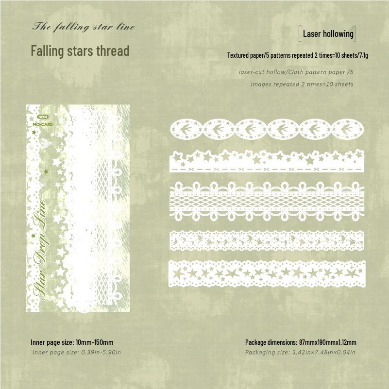 Mò Mò Lace Paper Texture: Retro Journal DIY Collage Pack, 4 Styles, 10 Sheets