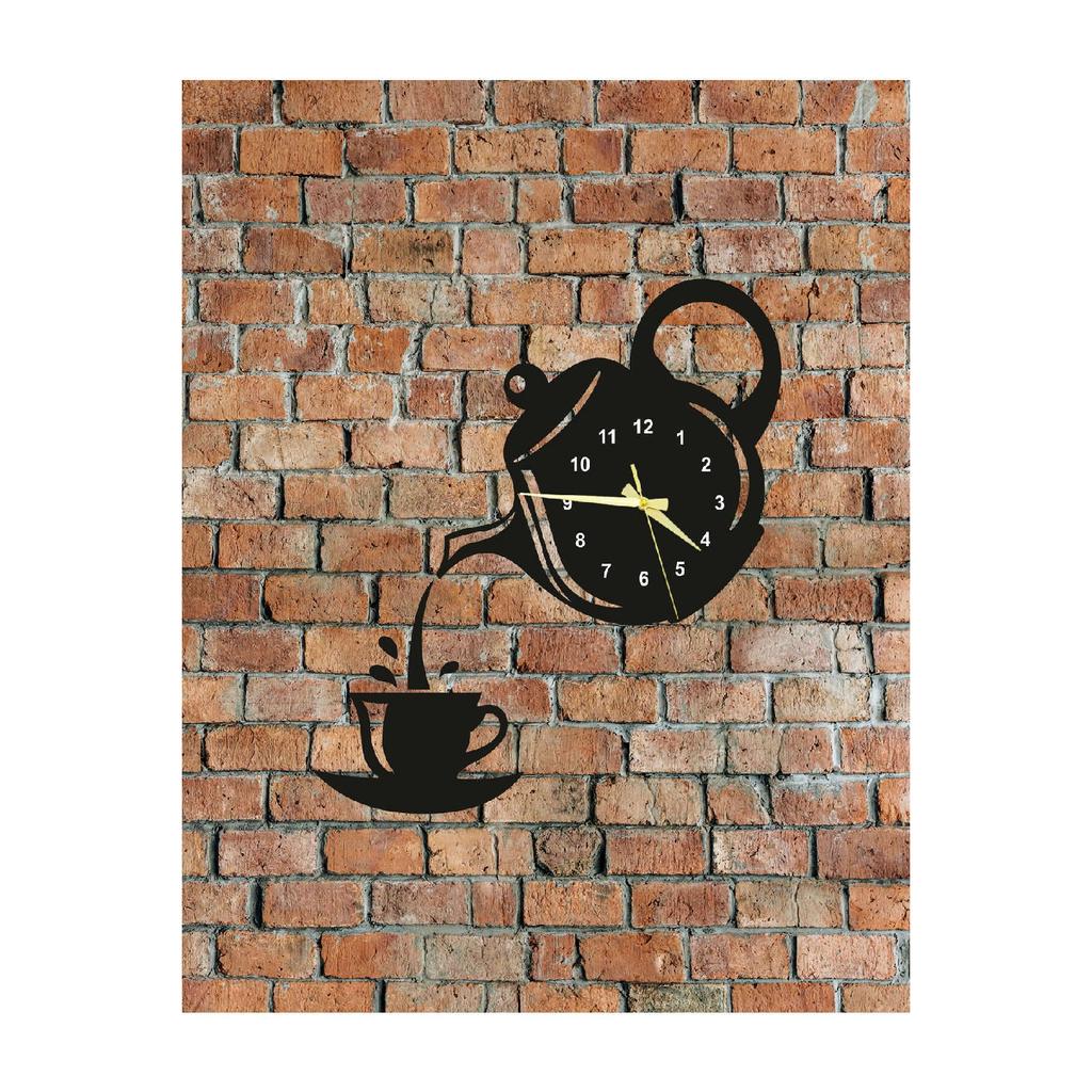 Teekannen-Modell, dekorative Küchen-Wanduhr aus Holz