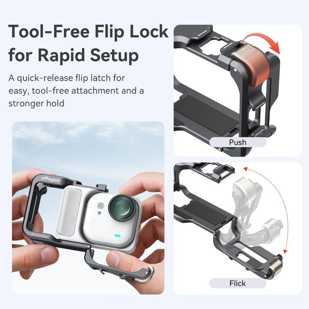Quick Release Metal Rabbit Cage for Insta360 Go Ultra Action Camera Accessories