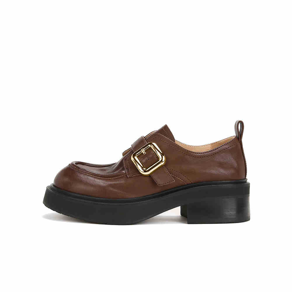 

[Su Yinyin of the same style] does not fade~ washed shrinkage pattern small man increases height thick-soled loafer single shoes women s small leath 40