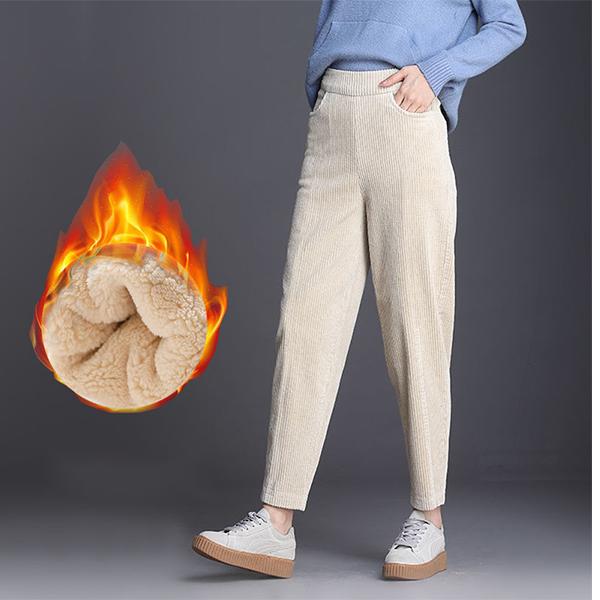 

Женские модные зимние утолщенные плюшевые вельветовые повседневные брюки теплые брюки с высокой талией XXL