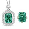 Jewelry Set Redeen Chepala Green Square Diamond Pendant Set Main Stone 15 * 20