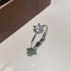 6Pcs Simple single zirconia ring with adjustable opening finger ring wedding accessory ring