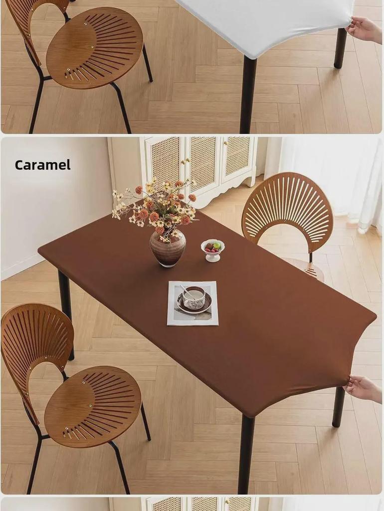 Waterproof Rectangular Elastic Film Tablecloth - Washable, Dustproof, Milk Silk Outdoor Cover