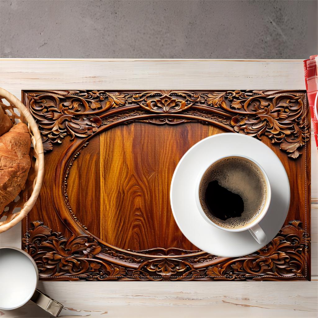 1PC Retro Style Wooden Grain Pattern, Vibrant And Trendy, Stylish And Simple Linen Placemats