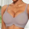 Black Seamless Wireless Bra with Deep V Neckline and Adjustable Comfort Straps