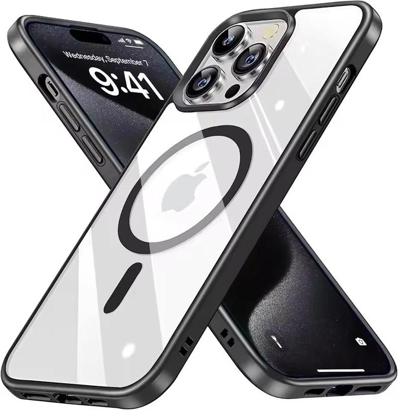 

Чехол MagSafe с защитой от пожелтения для iPhone 16 Pro Max/15/14 Plus/13 Mini/12/11/X/XS/XR/SE 2020/8 - прочный прозрачный чехол для телефона с совместимостью с Magsafe iPhone SE（2020） чёрный