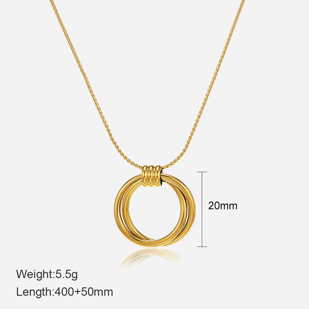 European and American simple round titanium steel necklace women's niche design sense temperament versatile hollow ring collarbone chain