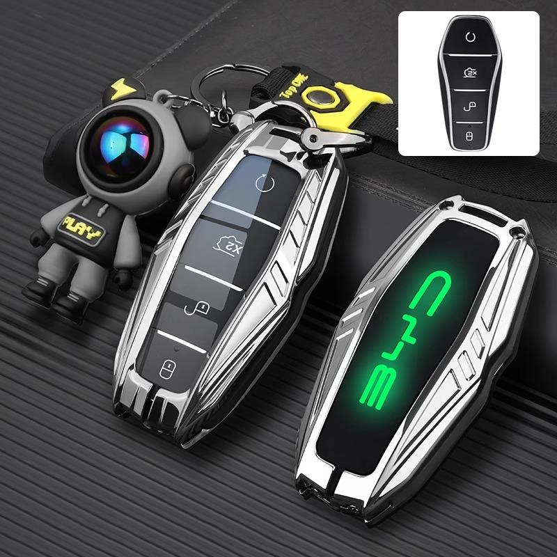 Car Zinc Alloy Leather Key Case Cover For BYD Atto 3 Han EV Dolphin Lied Tang Dm Qin PLUS Song Pro MAX Yuan Keychain Accessories