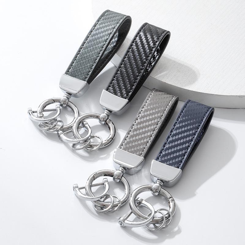 Carbon Fiber Pattern Car Keychain: Creative Anti-Lost Handmade Metal & Leather Men's/Women's Accessory
