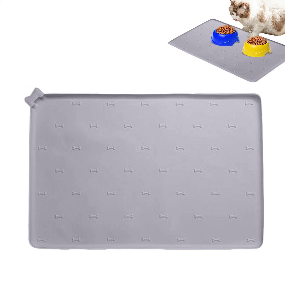 Pet Feeding Mat Kitten Food Pad 23.6 X 15.7 Inch Silicone Non-Slip Foldable Fast Drying Anti-Spill Pet Feeding Pad For Dogs Cats