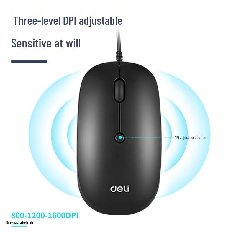 Deli LN200-B Wired Mouse