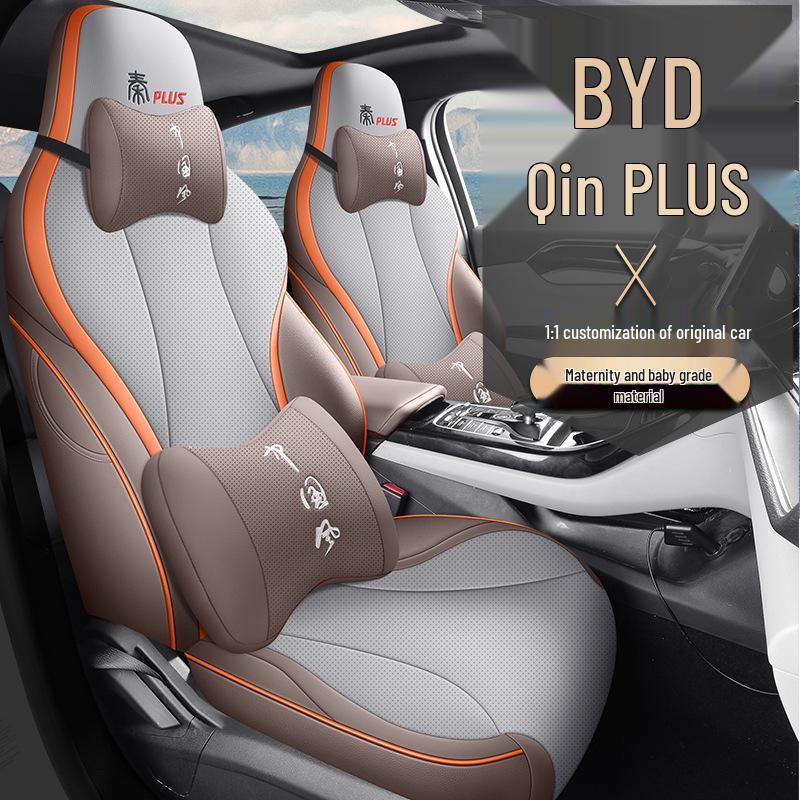 BYD Qin Plus DMI Seat Covers: Full Wrap, 24 & 23 Models, Four Season Compatible, Plus/EV Car Seat Cushions.