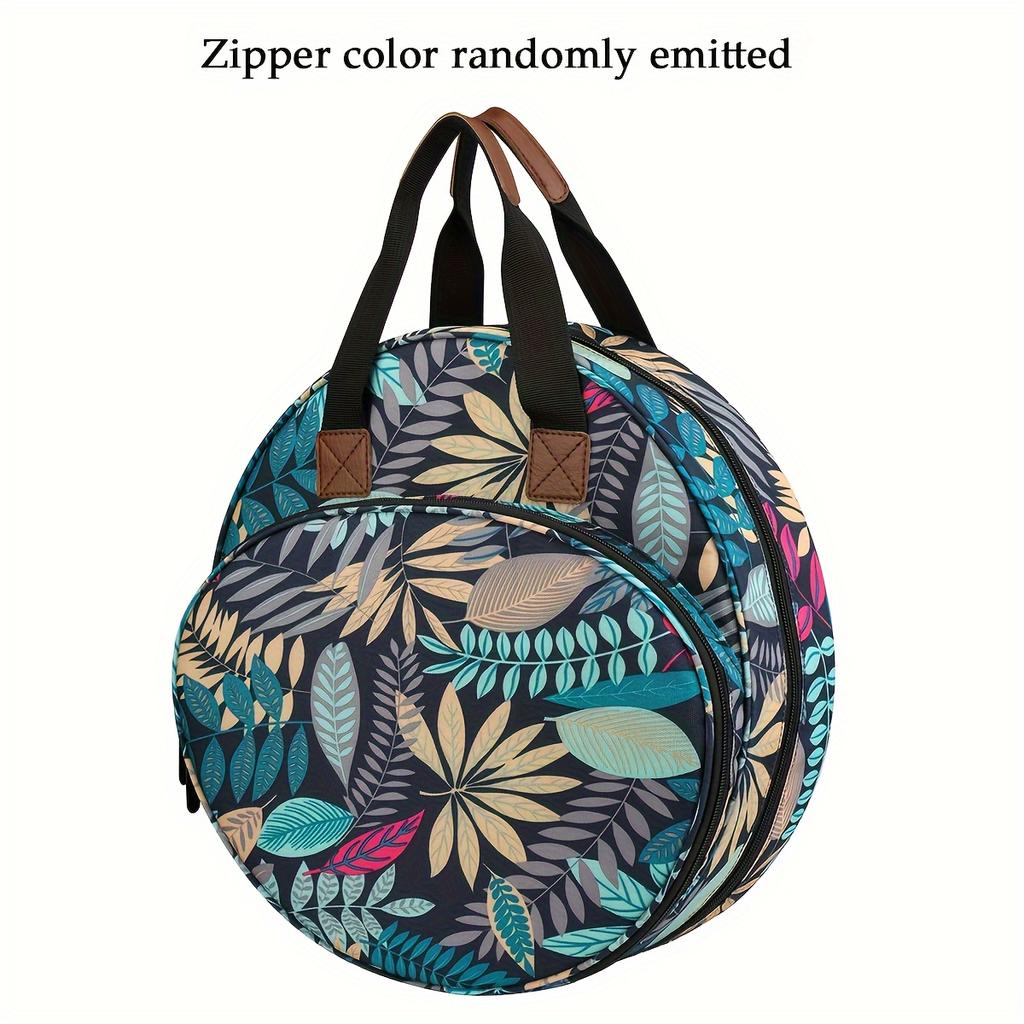 Embroidery Project Bag - Round Craft Organizer with Zipper, Durable Storage Tote for Cross Stitch Tools & Kits.