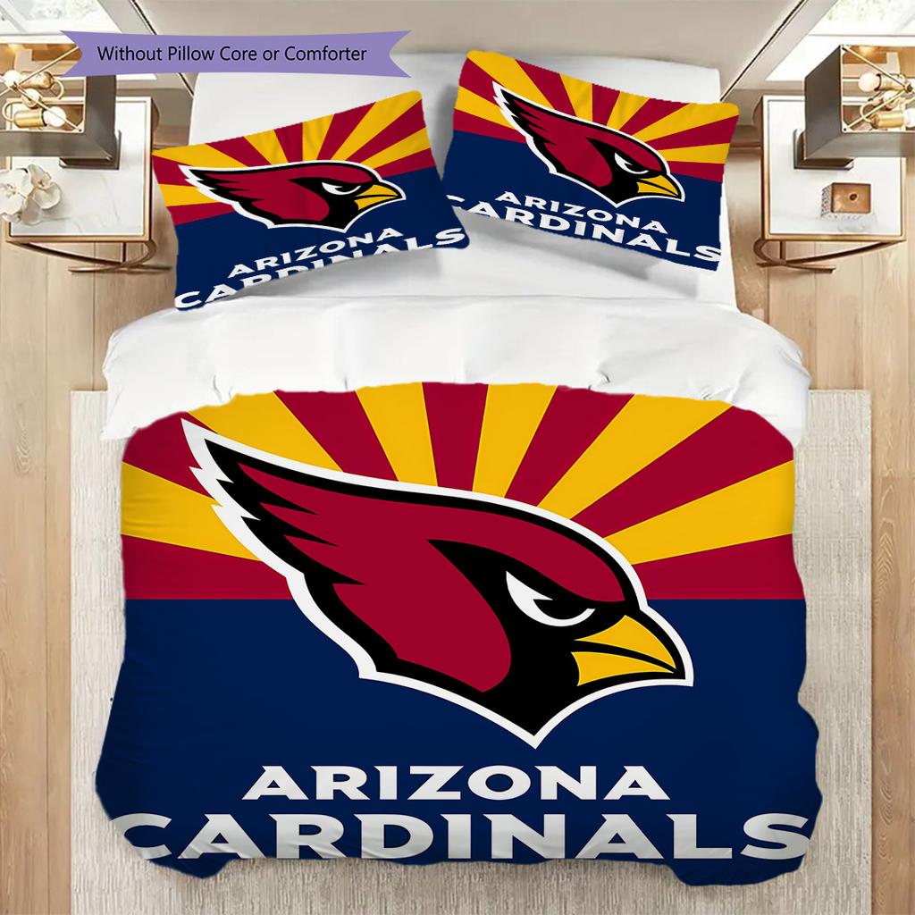 Arizona Cardinals Pattern Bedding Quilt Set Quilt Cover Pillowcase Home Decoration Birthday Gift (1 * Duvet Cover + 2 * Pillowcase, Without Core)