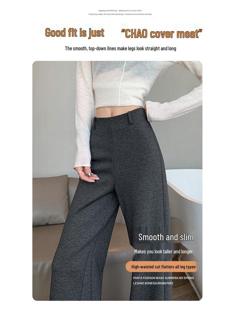 2026 Spring High Waist Slimming Modal Pants - Versatile Casual Black for Women