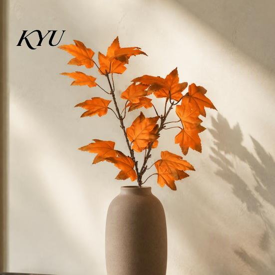 Fake Fall Leaves for Floral Arrangements Artificial Maple Leaf Stems, Faux Branches, Autumn Silk Bendable Stems DIY Projects Thanksgiving Harvest