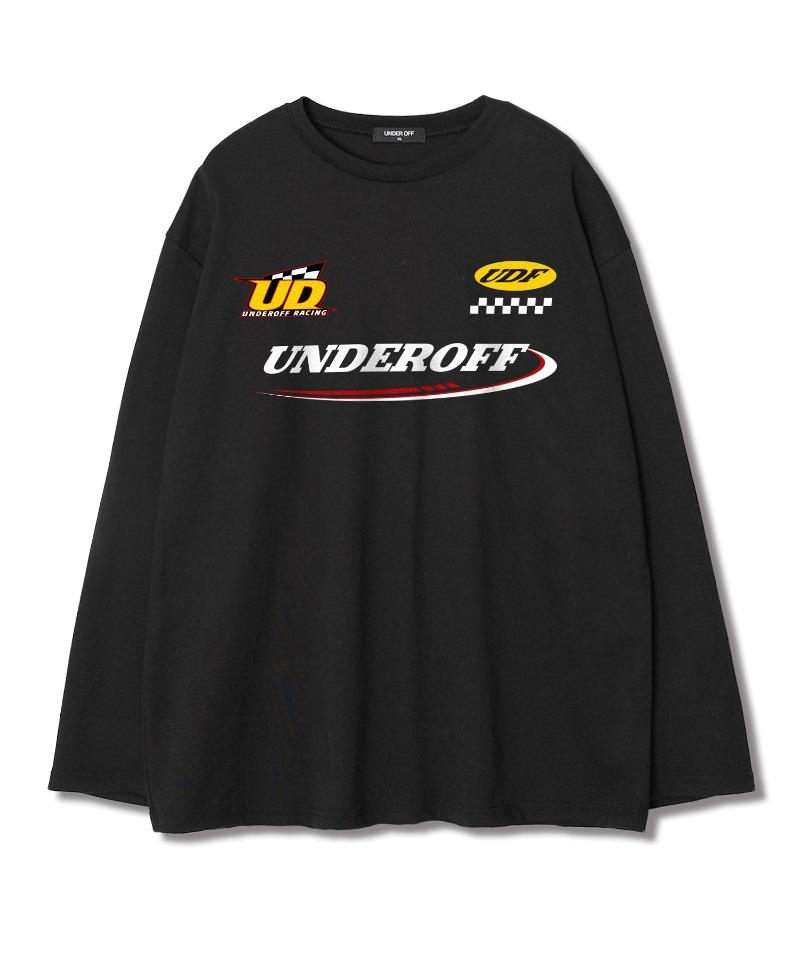 Under Off Layered Crew Neck Long Sleeve Racing T-Shirt Black Black/M