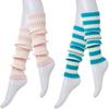 RMSWEETYIL Gestreifte 80er Stulpen Socken für Damen Winter Kawaii Niedlich Grobstrick Baumwolle Knöchel Beinwärmer Socken für Ballett Tanz