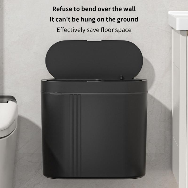 Pattumiera a Sensore Automatico da Parete per Bagno Cucina Chiusura Silenziosa Montaggio a Parete Plastica