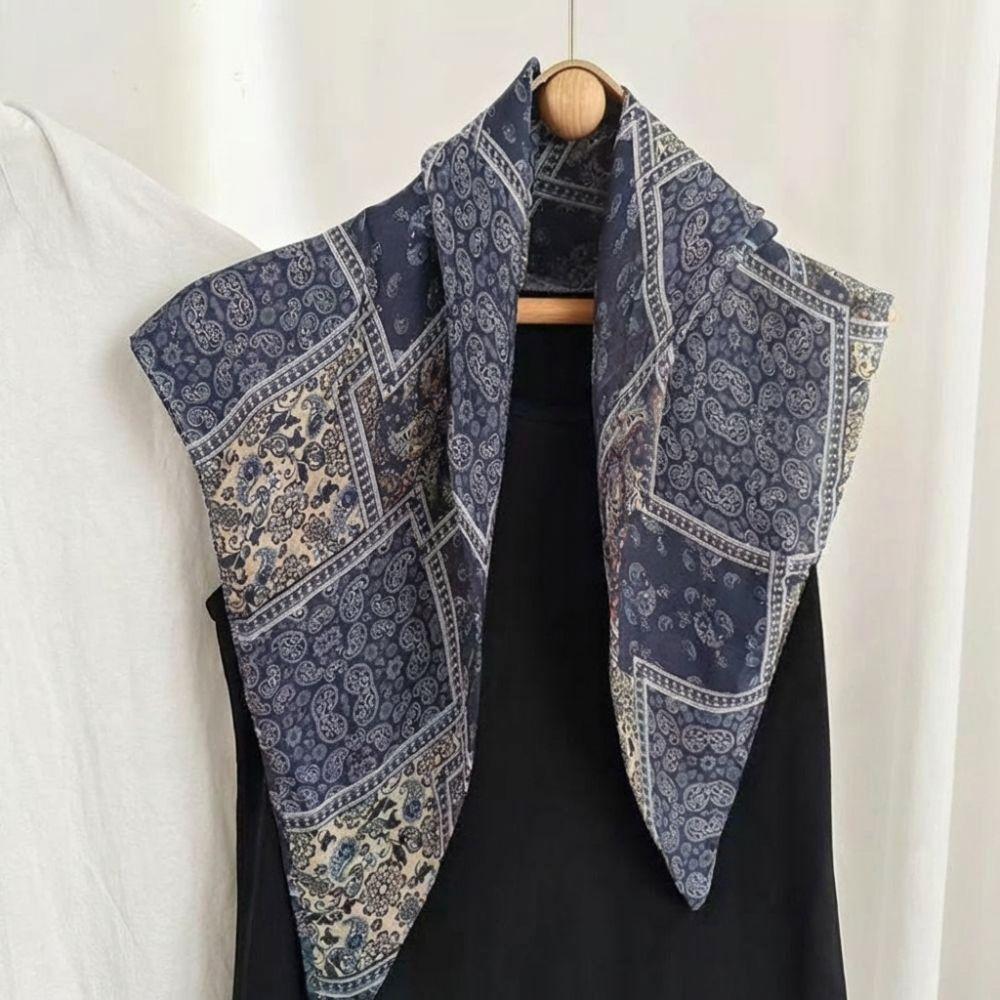 Imitation Silk Women's Silk Scarf Cashew Floral Ruched Skirts Triangle Scarf Belt  Jeans Decoration