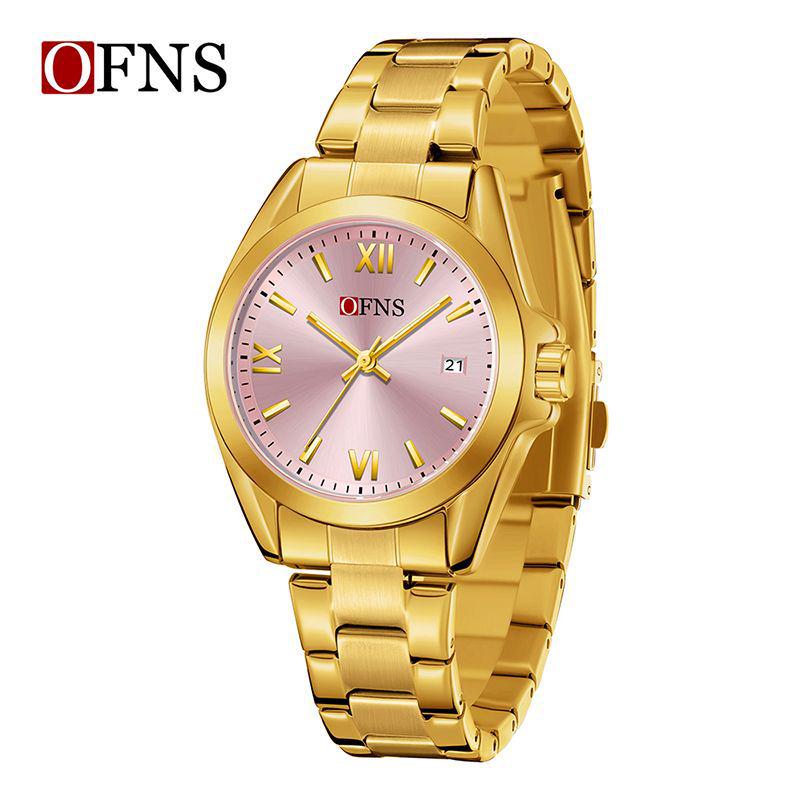 European Empress Dowager Roman Quartz Ladies' Wristwatch - Waterproof, Steel Band, Elegant Sun Pattern Design