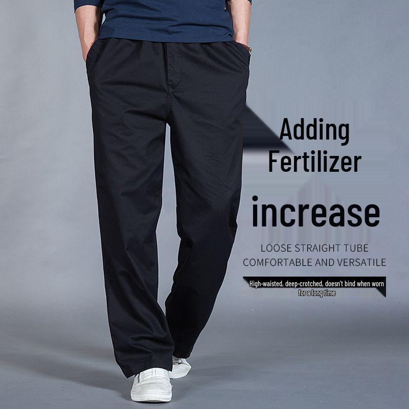 Men's Casual Multi-Pocket Cargo Pants - Spring/Autumn, Straight Leg, Plus Size, Solid Color